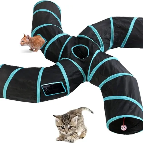Pet Cat Tunnel Tube Tovs 4 WavCollapsible,Tunnels for indoor Cats,Kitty BoredPeek Hole Toy Ball Cat, Puppy, Kitty, Kitten,Rabbit