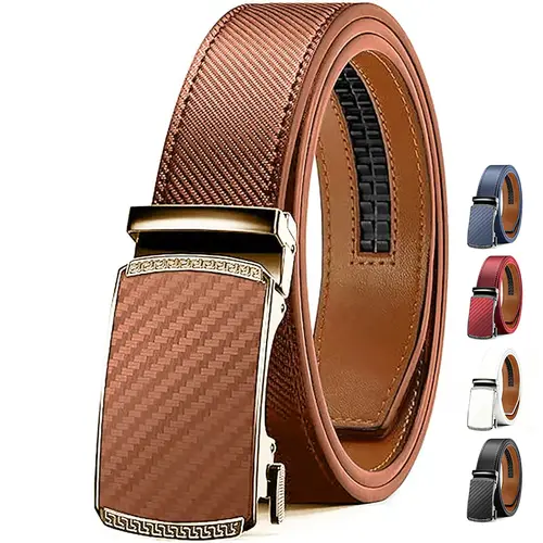 KZZ Mens Belt Leather Ratchet Easy Release Belt Dress and Casual Adjustable Belts for Men's Wear Gift Fathers Gift christmas gifts for him,sohochic