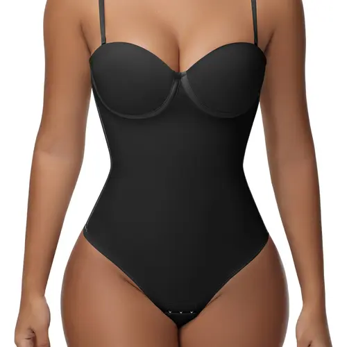 SHAPSHE Strapless Shapewear Corset Bodysuit for Women Thong Shapewear Going Out Outfits with Adjustable Straps & Built-in C Steel Bones