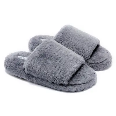 KOLILI Women's Open Toe Home Slippers, Fluffy Cross Band Sandals with Comfortable Plush Lining and Anti-Skid Sole, Anti-Skid Women's Home Slippers, Fur Slippers tiktokshopbacktoschool