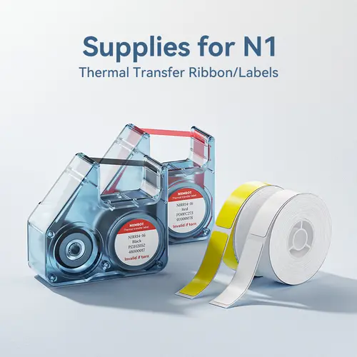 NIIMBOT Thermal Printing Replacement Labels for N1 Printer, 1 Roll BPA-Free Thermal Transfer Adhesive Tape with Anti-Counterfeiting Chips, High & Low-Temperature Resistance, Waterproof, Oil-Proof, Self-Adhesive for Home/Office/Outdoor Use, High And Low-Te