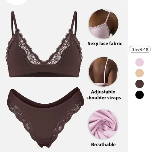 French Style Sexy Lace Lingerie Set for Women, Thin Push-Up Braless Underwear, Comfortable and Stylish Nightwear