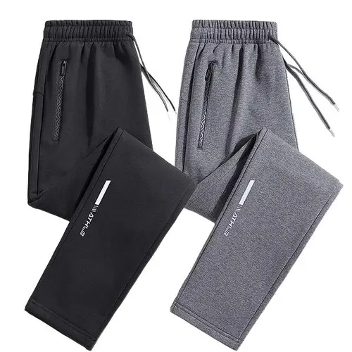 Men's 2 Piece Sets Thin Fabric Joggers Men's Pants - Casual Athleisure Cotton Autumn Bottoms with Elastic Waistband, for Daily & Gym Wear,sohochic