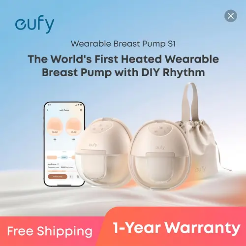 [LIVE] eufy S1 Heated Wearable Nursing Pump, Wearable Breastfeeding Pump with Industry-Leading HeatFlow Tech, App-Controlled OptiRhythm, Hospital-Grade Suction, Leakproof, Slim, Ultra-Quiet for In-Bra Use, 30% More Output,sohochic