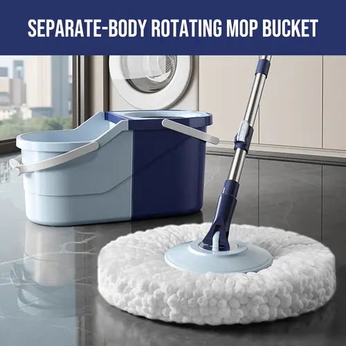 CLEALOM Spin Mop And Bucket Set with Wringer, 360° Rotating Mop Bucket System, Includes 3 Microfiber Mop Refill Heads And A 61-Inch Adjustable Stainless Steel Handle, Ideal for Bathroom Use, Efficient Floor Cleaning, Home Cleaning,Removes 99% of Bacteria