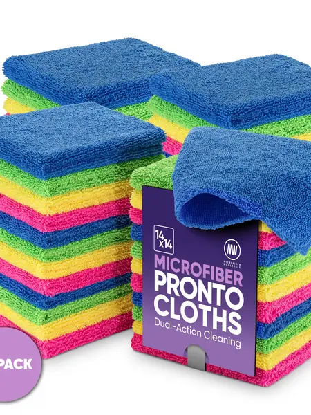 Pronto Cloth Hybrid Microfiber | New 2-in-1 Dual-Sided Scrub & Polish Towel | Scratch-Free & Reusable Professional Grade 14x14 Cloth for Auto, Kitchen & Home Cleaning