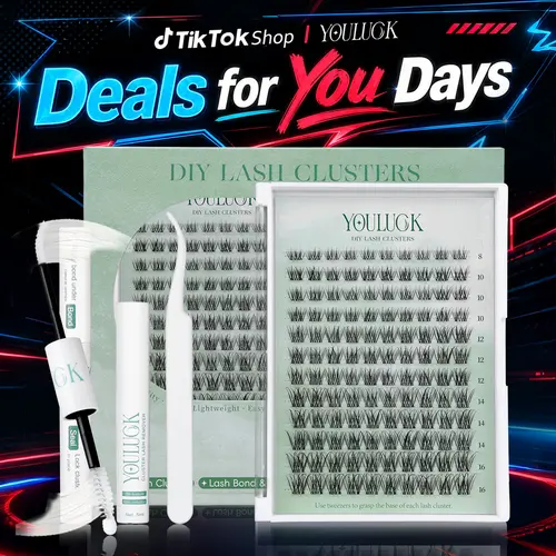YOULUCK Brown Enchantress Soft Cluster Eyelashes Kit, Brown False Eyelashes & Adhesives - Lightweight Feather-Light Long-Lasting Lashes with Glue Remover, Tweezer for Easy At-Home Application