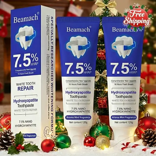 Beamach Fluoride-Free Alcohol-Free 7.5% Nano Hydroxyapatite Toothpaste (2PCS) - Gentle Mint, Soothing, Sensitivity Relief, Enamel Repair, Gum Health, Teeth Whitening, Plaque Removal, Anti-Cavity, Bad Breath Freshening, Bright Smile, Back to School