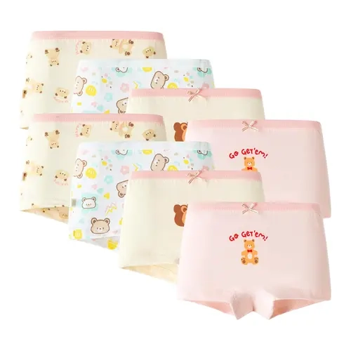 MIANZHI Girls' 8-Pack Cotton Boxer Briefs, Soft Breathable Plain Underwear with Soft Waistband for All-Season Daily Wear, Ages 2-10 Years, Cotton Underwear, All Seasons, 5 - 6 Years, Boxers, Elastic, Machine Washable, High, Easy To Clean,back to school,so