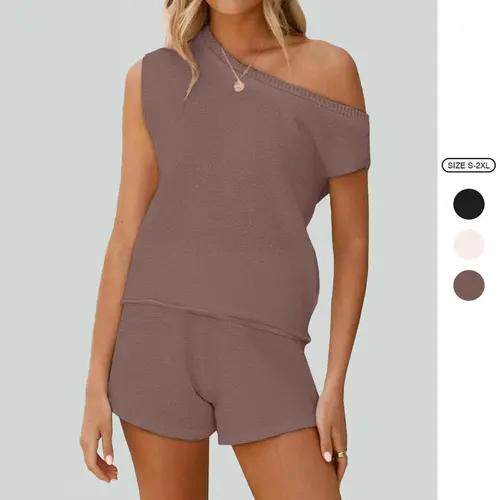 Imily Bela 2026 Womens Off The Shoulder 2 Piece Outfits Sweater Sets Shorts Casual Matching Lounge Sets