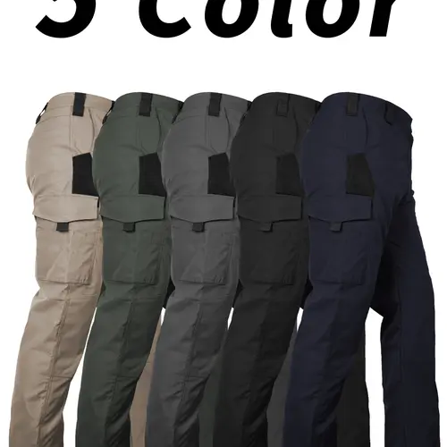HOMUG Men's Solid Color Tactical Work Pants, with Multiple Pockets and Zipper Closures, Durable Outdoor Training Pants, Available in Multiple Colors, Fishing, outdoor activities, work, hiking, camping 230 Grams Per Square Meter Men's Set.