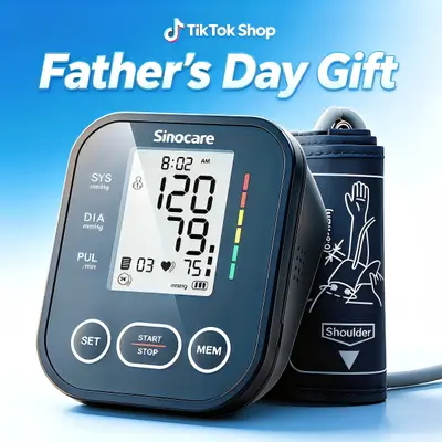 Sinocare Digital Upper Arm Blood Pressure Monitor for Adults - Plastic, Accurate, Easy-to-Use, 8.6"-16.5" Adjustable Cuff, Large Digital Display, Dual-User Mode, Posture Detection, Irregular Heartbeat Alert, Flexible Power, HSA/FSA Eligible SohoChic
