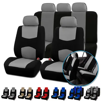 TOYOUN Universal Car Seat Covers Full Set No Zippers For Back Saet Covers with 2 cm Thick Sponge Padding for Back Seat Auto Accessories for Car Truck Van SUV Front & Back Seats