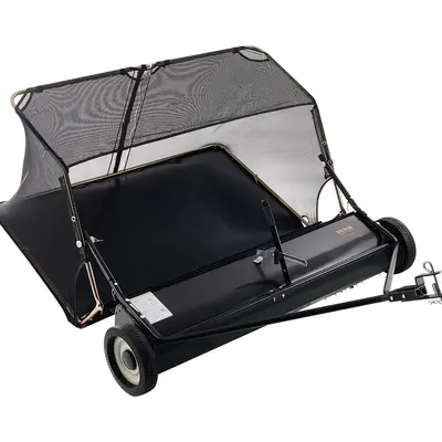 【Summerfinds】VEVOR 52 in Tow Behind Lawn Sweeper,26 cu.ft. Large Yard SweeperAdjustable Sweeping HeightHeavy Duty Leaf & Grass Collector with Dumping RopePull Behind Sweepers for Debris Grass Clippings