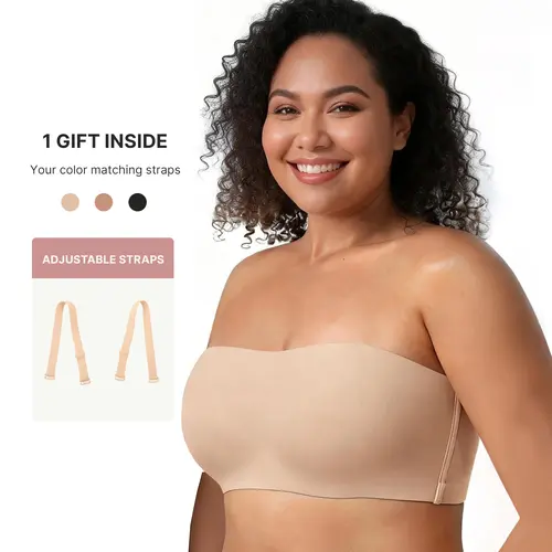 FeelinGirl FeelSoft Anti Slip Bandeau Strapless Bra Plus Size No Underwire Wireless Detachable Straps Seamless Daily Wear Bras newarrivals#SohoChic