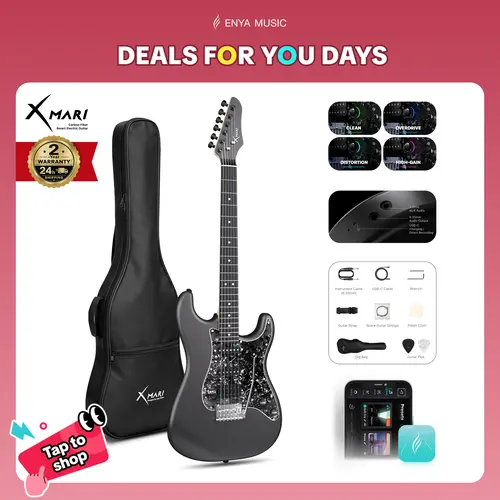 Xmari Smart Electric Guitar - DSP Effects, No Built-In Amp, 4 Presets, USB-C OTG Recording, 3.5mm Headphone Jack, Alnico Pickups with Coil Split, Carbon Fiber Body, Gig Bag, Strap, Cable, Picks (Gigging Guitar) #backtoschool