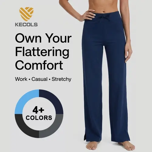 Women's High-Waisted Soft Stretch Comfy Yoga Pants with Pockets - Athleisure Style Bottoms, Highwaisted Yoga, Casual Sport Trousers, Gym Activewear