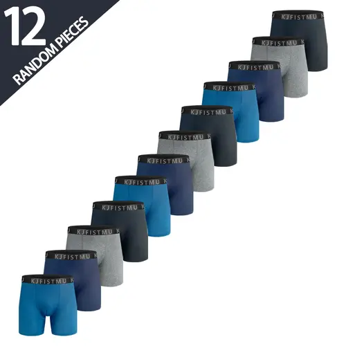 KJFISTMU 12/8/4-Piece Men's Boxer Briefs Set - Solid Color Simple Design, Men's Boxer Briefs (Breathable Polyester Blend, Comfortable Fit, Machine Washable, Suitable for Teenagers and Adults) Basketball and Cycling Protective Gear in Gray, Blue, Black