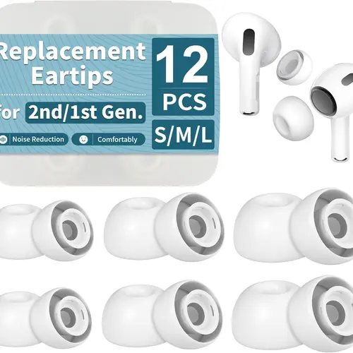 【6 Pairs】 Replacement Ear Tips for AirPods Pro (1st/2nd Gen) Soft Silicone Eartips Case-Friendly with Dust Guard Mesh & Storage Case (S/M/L) sohochic, Mesh Filter, Noise Reduction