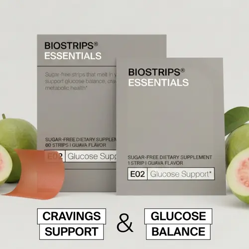 BIOSTRIPS Glucose Support | Sugar-Free Oral Dissolving Blood Sugar Support Strips | White Mulberry Extract + Chromium | Delicious Guava flavor | 60 Strips
