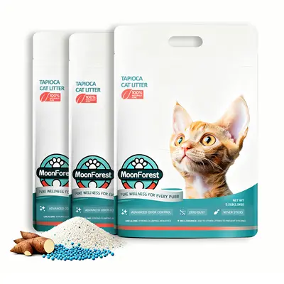MoonForest Tapioca Cat Litter, Cassava Cat Litter with Strong Clumping & Odor Control, Low Dust Plant-Based Kitty Litter for Easy Scooping #backtoschool   #sohochic