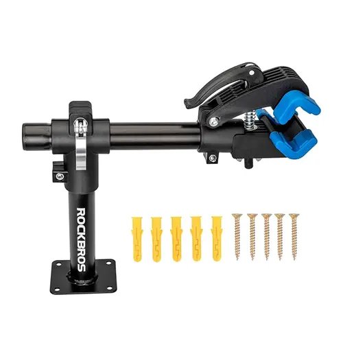 ROCKBROS Bicycle Repair Stand (Bicycle Repair Rack), Durable Iron Wall/Bench Mount with Quick Release Adjustable Non-Slip Clamp, 44 lbs Capacity, Fits 30mm-75mm Tubes, Easy Mounting for Mountain & Road Bikes, Cycling Tools & Equipment