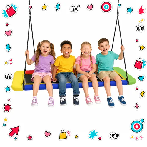 SkyBound 60'' Rectangle Platform Tree Swing for Kids Outdoor Play, Giant Flying Design, Adjustable Hanging Strap, Waterproof Tear-Resistant UV-Protected Textilene Fabric, Backyard Outdoor Play Set, Outdoor Play Sets, Sports, Holidays
