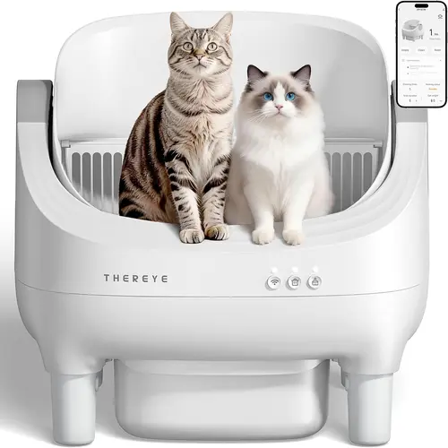 Thereye SC06 Open-Top Automatic Cat Litter Box, Self-Cleaning with App Control Wifi, Odor-Free Waste Disposal includes Trash Bags