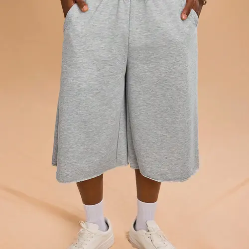 【100% Polyester】DealsForYouDays Sweat Shorts Hip Hop Solid Below Knee Loose Basketball Athletic Shorts with Pockets