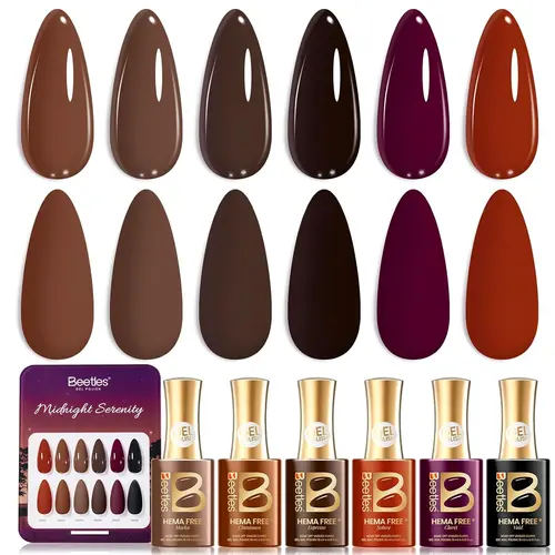 beetles Gel Polish Gift Set -HEMA-Free Gel Polish Set, 6 Colors 15ml Salon-Quality Long Lasting Soak Off UV LED Nail Gel with Swatch Card, Nail Polish, Diy Nails At Home
