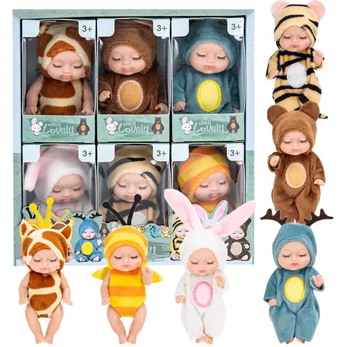 6-Piece Fairy Princess Group Doll Set, 4.3in Realistic Newborn Companion Toy with 5 Movable Joints, Dress Up Cute Clothes Role Play Accessory, Premium Gift Packaging for Girls Camping Essentials, Group Dolls Set,sohochic