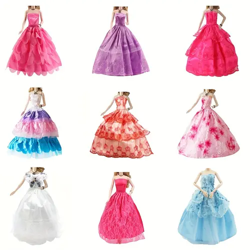 9-Piece Handmade Clothing Dress Up Doll Outfit Set for 11.5in Fashion Dolls - High Quality, Easy to Wear Dress & Accessories for Parties, Wedding Gifts, Role Play, Birthday Gifts,sohochic