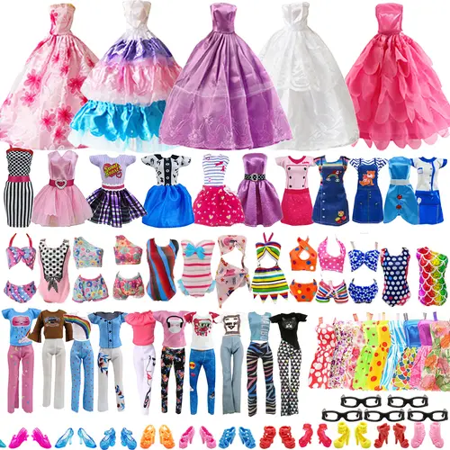 31Pack Doll Clothes Accessories 5 Fashion Dresses 3 Gowns 3 Bikini Swimsuits 5 Outfits 10 Shoes 5 Glasses for 11.5 Inch Doll Birthday Gift Role Playing,sohochic