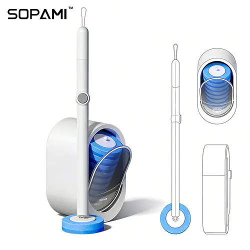 SOPAMI Disposable Toilet Scrubber Brush Kit - 1 Handle + 32 Refill Heads (16 Option Available), No-Touch Rotating Scrubber, Self-Clean Pad, Holder, Toilet Cleaning System for Under-Rim & Corners, Ideal for Busy Home Bathrooms,sohochic