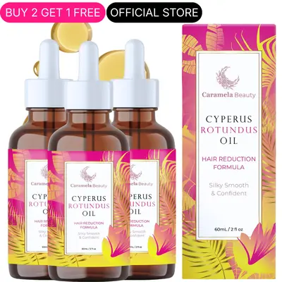 Caramela Beauty Cyperus Rotundus Body Oil 3-Pack - Universal Moisturizing Daily Beauty Oil for Sensitive Skin, Hair Removal Ingrown Hair & Razor Bump Care, Smooth Silky Finish, Naturally Derived, 3x60ml/2oz