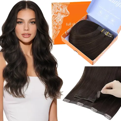 [NEW IN] Full Shine Genius Weft Seamless Clip in Hair Extensions 7pcs 105-135gram 16-24inch Handtied Real Human Remy Hair Extensions for Natural Look and Volume #tiktokshopsummersale