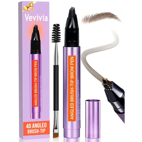 Vevivia Beauty 4D Eyebrow Pen - Waterproof Cosmetic for Adults, Multi-Fork Tip, Angled Brush, Dual-Ended Tool for Brow Styling & Eyebrow Shape, Long-Lasting Precision Hold Makeup