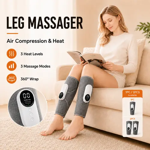 AERLANG Leg Massager - Self Care Gadgets for Circulation, Pain Relief & Muscle Relaxation, Calf Air Compression Heat Therapy Massage Devices with 3 Intensities, 3 Modes, Easy to Use, Relax Anywhere, Gifts, Two Legs,sohochic