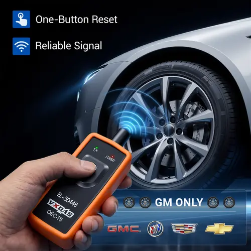VXDAS 1-Button TPMS Relearn Tool EL-50448 - 315MHz Accurate Car Tire Sensor Reset Accessory for GM Models (Chevy, GMC, Buick, Cadillac) for After Tire Rotation, After Installing New TPMS Sensors, Horn Beep Relearn, 2025 Year-End Promotion, One-Button,tool