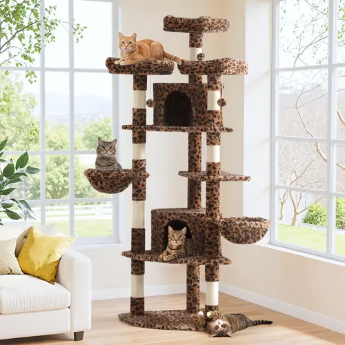 HOOMIC 73-Inch Fan-Shaped Corner Cat Tree, Space-Saving Multi-Level Tower with Cozy Condos, Perches, Baskets & Sisal Scratching Posts – Indoor Cat Activity Center#TikTokShopDealsforYouDays#DealsforYouDays#Summervibes#Summergarden