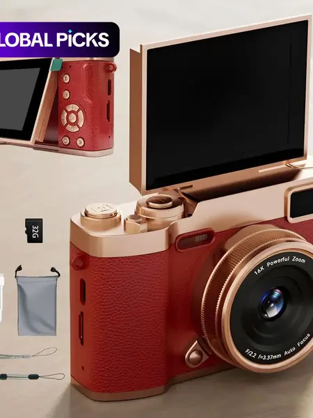 Flip Screen Retro Camera for Teens, Cute Pocket Digital Camera with Filters, Student Camera, Entry-Level Digital Camera with Memory Card, Perfect Gift for Christmas, Back to School & New Year, Compact Camera, Beginner Digital Camera