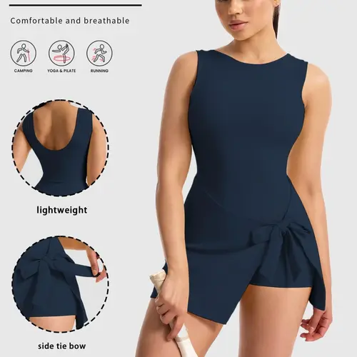 Women's Sporty One-Piece Dress, High Elasticity Yoga, Comfortable Skin-Friendly, Spring Summer Workout Wear, All-Season Fitness Apparel, Sports Sleeveless Dress, Summer Athletic Dress, Active Dress, Workout Dresses