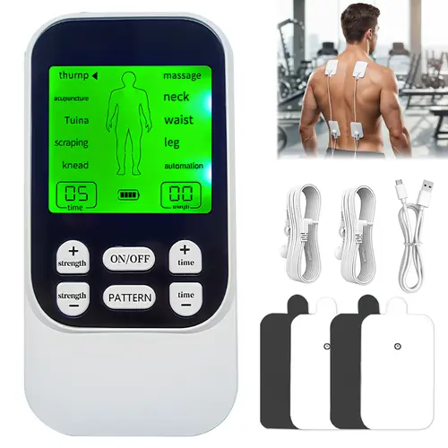 oceantree Mini Fitness Pulse TENS Machine - 10-Mode Portable Pain Relief Device, Rechargeable, 4 Reusable Skin-Friendly Electrode Pads for Muscle Stimulation & Body Relaxation, Mother's Day Gift