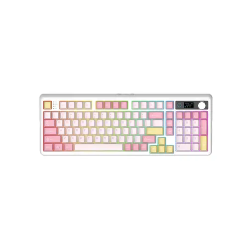 EPOMAKER TH99 PRO 96% Layout Mechanical Feeling Creamy Keyboard, Hot Swappable Gasket Mount with Foam, Glass Screen & Knob, Tri-Mode USB-C/BT 5.0/2.4GHz, Custom Driver, RGB Backlight, PBT Keycaps, Gaming Setup Accessory for Work (PC/Mac)
