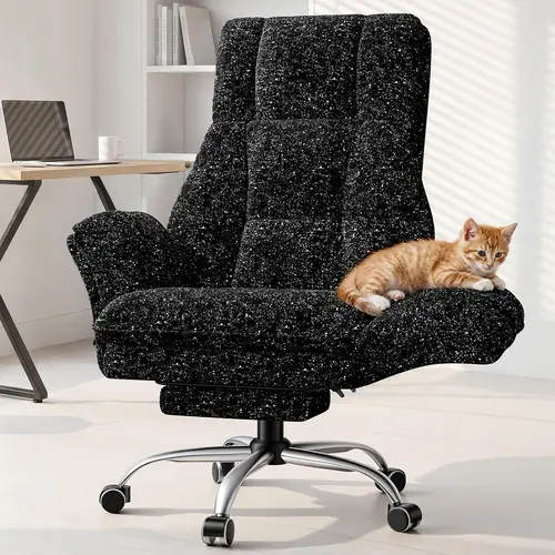 【Hot Deals】HOMRELEXA Big and Tall Modern Executive Ergonomic Gaming Chair - Adjustable Height Criss Cross Desk Chair, Comfy Tech Fabric Wide Seat, Flip Arms, Foldable Footrest, Reclining Design, Supportive Back Health Solution