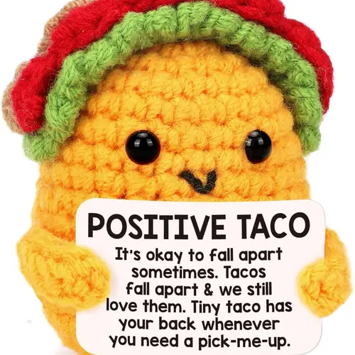Handmade Crochet Taco Doll Stuffed Toy - Cute Design Emotional Support Plushie, Stuffed Animal Gift, Birthday Surprise with a Smile, Christmas Stocking Stuffer Delight for Kids