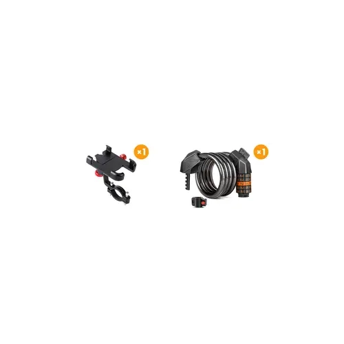 Integrated Heavy-Duty Bike Tools & Equipment Set - U-Lock, Security Cable, Mounting Bracket, Universal Phone Holder, Cable Lock Accessories; Attach to All Bikes