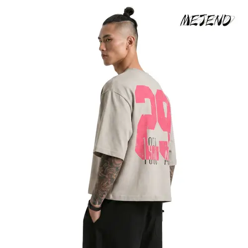MeJend 12 oz Max heavyweight cropped T-shirt, 100% cotton, casual crewneck T-shirt, men's graphic tees, MeJend boxy tee, thick fabric streetwear T-shirt, August 29, 1958