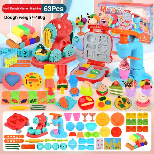 Vibrant Toddler Play Dough Set - Unisex Non-Toxic Soft Molding Plasticine, Hamburger+Noodle Machines, Ice Cream Maker Kids Toys, Safe for Toddlers, Party Favors for Creative Art Crafts Home Activities,sohochic