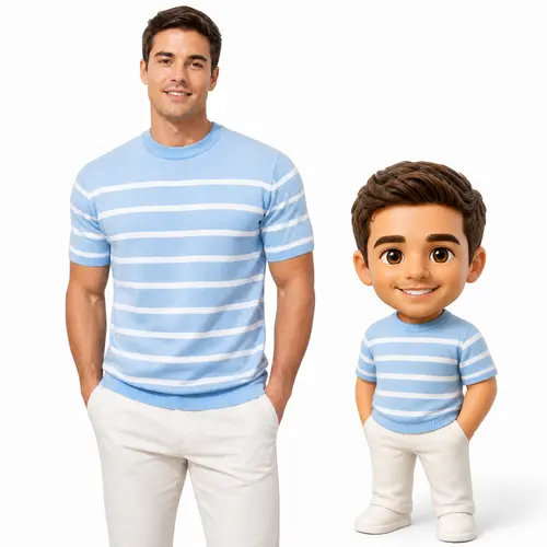 Men's Retro Striped Short-Sleeve Round Neck Knitting T-Shirt - Unisex 2026 Summer Casual Fashion Apparel, Elevates Basics with Polished Look, Chinese New Year Ready,sohochic